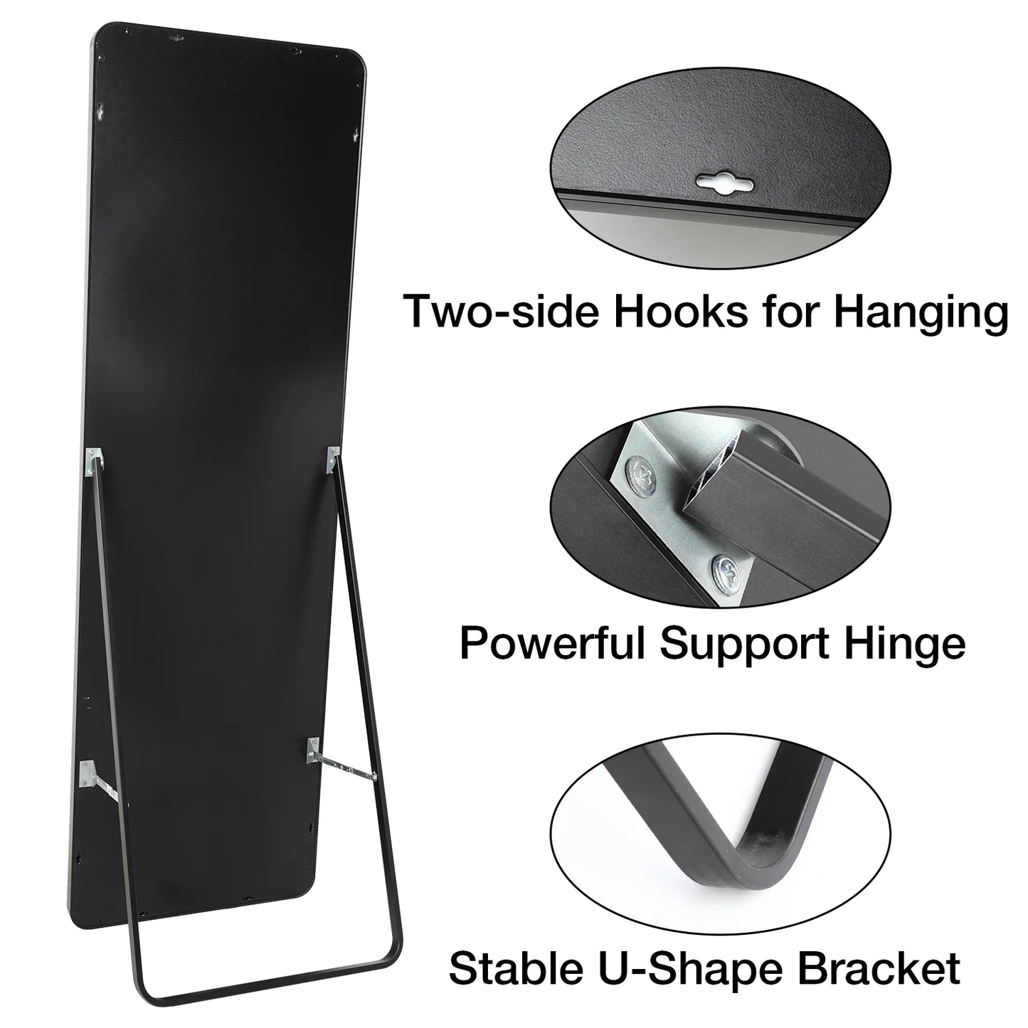 63" X 20" LED Full Length Mirror Hollywood Vanity Mirror Dimmable LED Floor Mirrors for Leaning Wall Mounted Water Proof Mirror for Bathroom Dressing, Anti-Fog Black