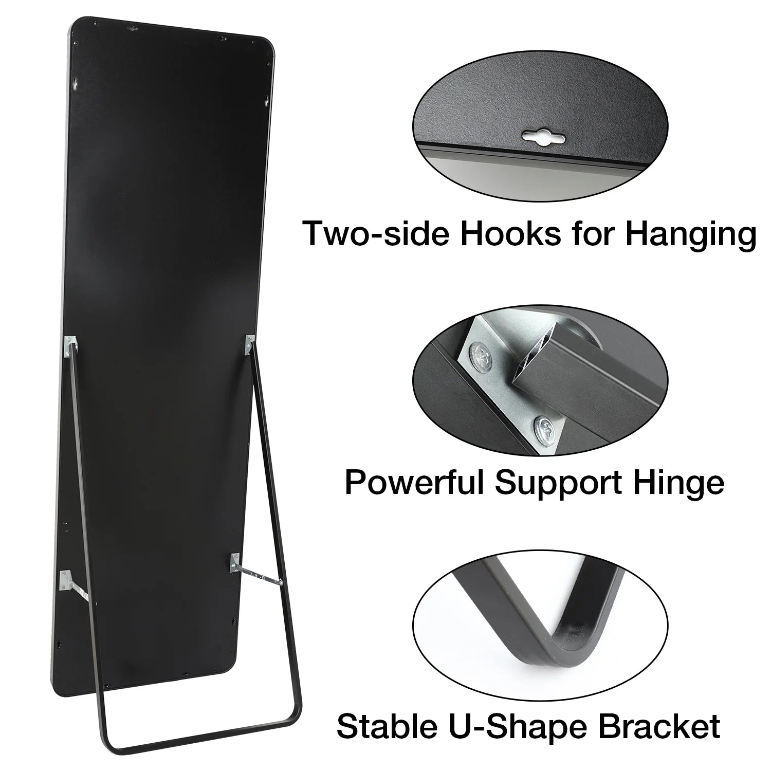 63" X 20" LED Full Length Mirror Hollywood Vanity Mirror Dimmable LED Floor Mirrors for Leaning Wall Mounted Water Proof Mirror for Bathroom Dressing, Anti-Fog Black