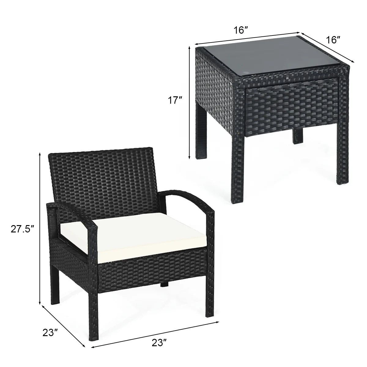 Cushioned Outdoor Wicker Rattan Chair Set Patio Furniture Backyard Seat