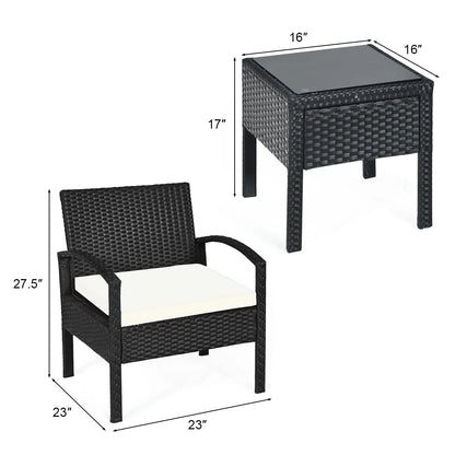 Cushioned Outdoor Wicker Rattan Chair Set Patio Furniture Backyard Seat
