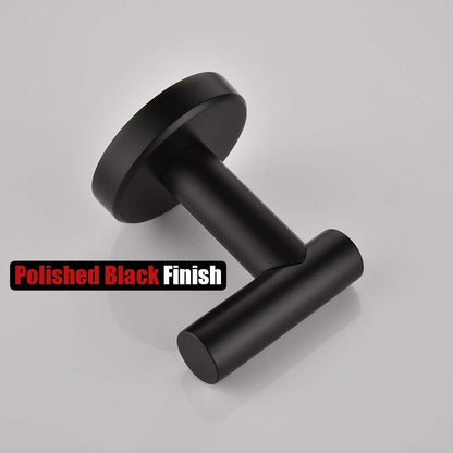 Black Bathroom Towel Hook, Coat Robe Clothes Hook for Bathroom Kitchen Garage Wall Mounted (3 Pack), 304 Stainless Steel Matte Black, TH100-PB-P3