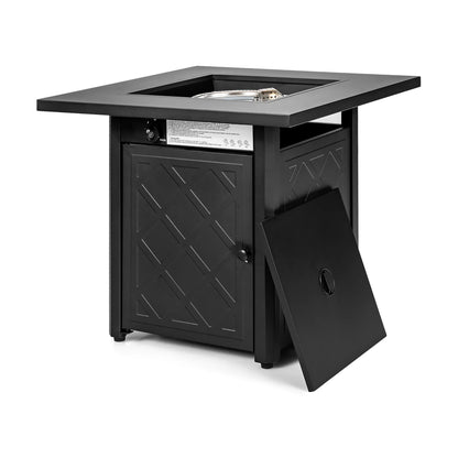28'' Propane Fire Pit Table 50,000 BTU Patio Square Gas Fireplace W/Lava Rock