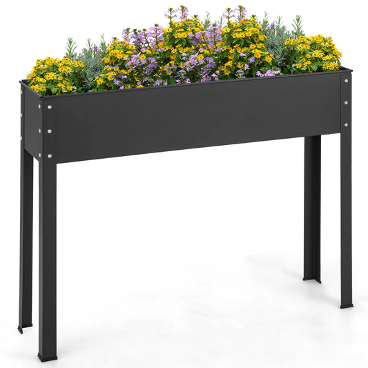 40'' Raised Garden Bed with Legs Metal Elevated Planter Box Drainage Hole Backyard