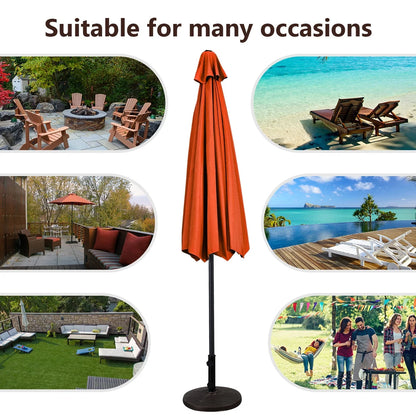 10 FT Patio Umbrella Patio Market Steel Tilt W/ Crank Outdoor Yard Garden Orange