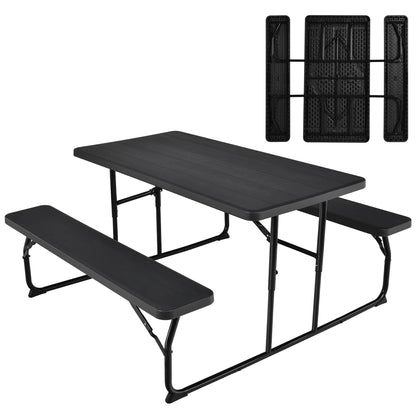 Folding Metal Picnic Table Set, White