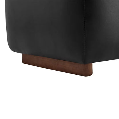 Calista Black Leather Tray Top Storage Ottoman with for Living Room and Bed Room
