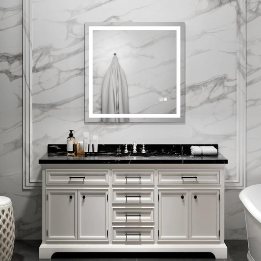 36 X 36 Inch LED Bathroom Mirror for Vanity Mirror Wall Mounted with Smart anti Fog,Memory Mirror with Dimmable Light, Makeup Vanity，Smart Mirror