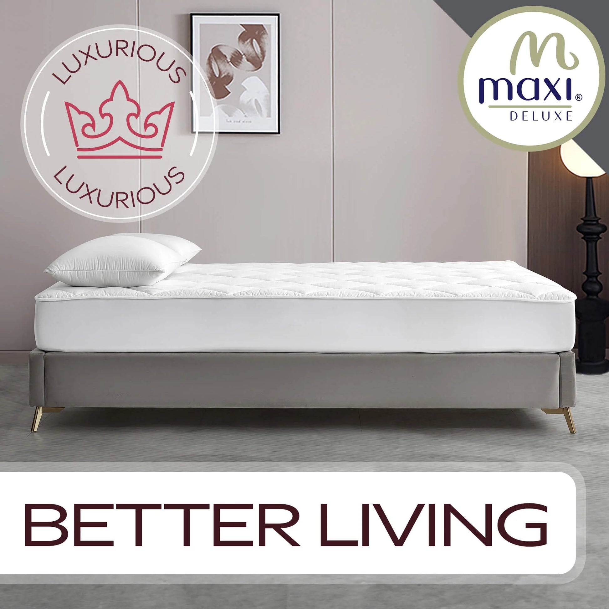 MAXI Twin Size Mattress Pad - Luxurious Cotton Sateen Mattress Protector - Soft, Comfortable, and Breatheable Mattress Cover - Mattress Pad Protects Mattress from Dust, Dirt, Spills, and Stains.