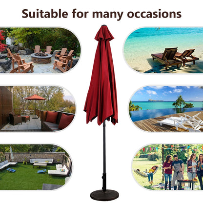 96" Burgundy Solid Print Hexagon Market Patio Umbrella, UV Protective