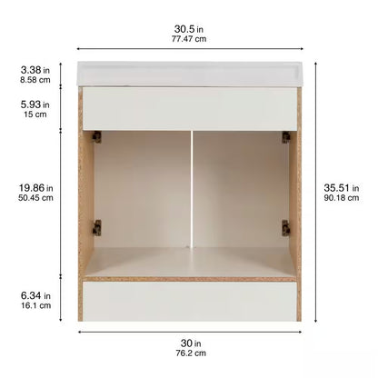 31 In. Single Sink White Bath Vanity with White Cultured Marble Top (Assembled)