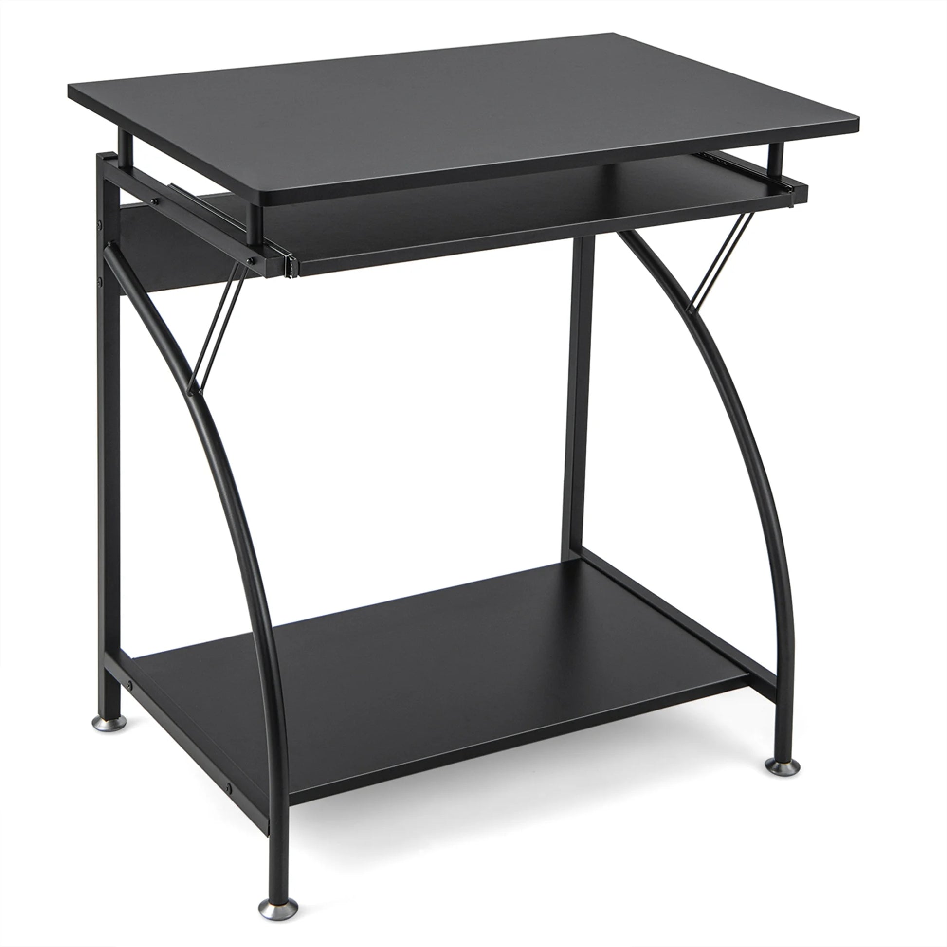 27.5" Laptop Table Computer Desk for Small Spaces with Pull-Out Keyboard Tray