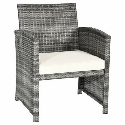 4PCS Rattan Patio Furniture Set Garden Sofa Cushioned Seat Mix Gray Wicker