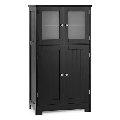 Bathroom Floor Storage Cabinet Kitchen Cupboard W/Doors&Adjustable Shelf Black