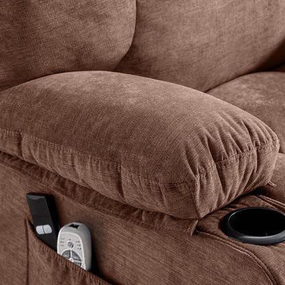 Power Lift Recliner Chair Recliners for Elderly with Heat and Massage Recliner Chair for Living Room with Infinite Position and Side Pocket,Usb Charge Port,Brown