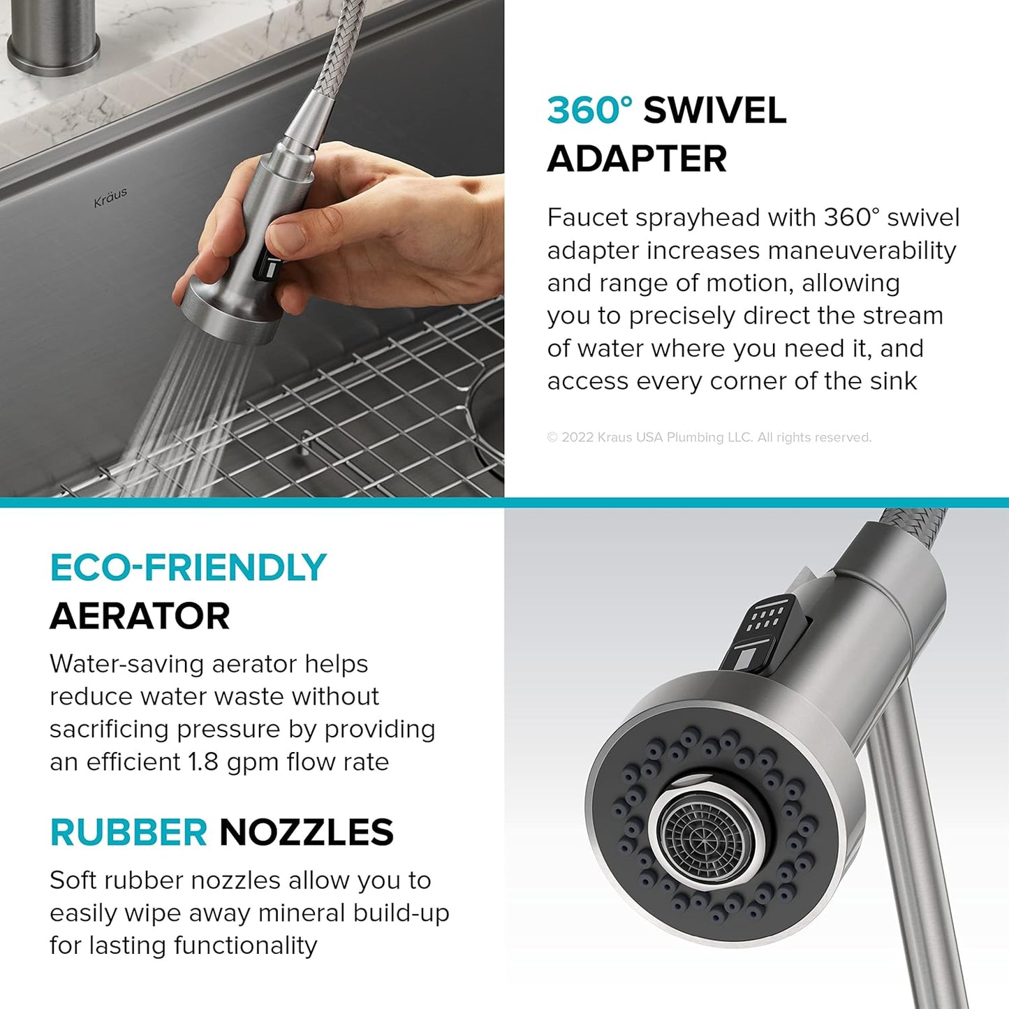 Bolden Commercial Style 2-Function Single Handle Pull down Kitchen Faucet in Spot-Free Brushed Brass, KPF-1610BB