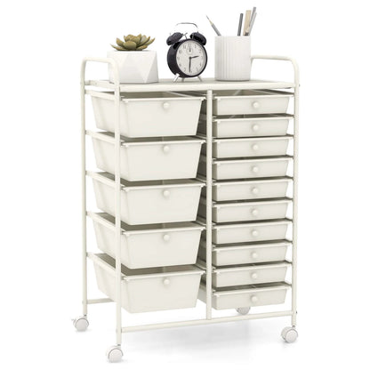 15 Drawer Rolling Storage Cart Tools Scrapbook Paper Office School Organizer Multi-Color