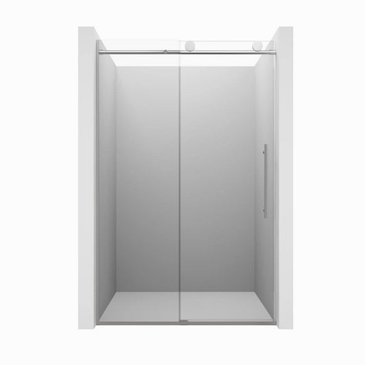 CASAINC 48" x 76" Frameless Sliding Shower Door with Soft Close and Tempered Clear Glass, Brushed Nickel