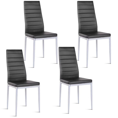 Set of 4 PU Leather Dining Side Chairs Elegant Design Home Furniture White