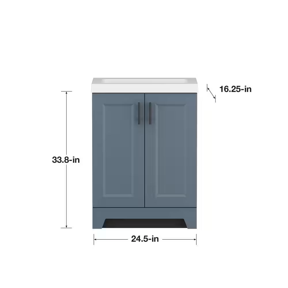 Brindle 24.5 In. W X 16.25 In. D X 33.8 In. H Single Sink Bath Vanity in Steel Blue with White Cultured Marble Top