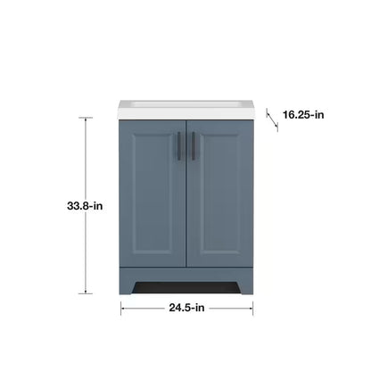 Brindle 24.5 In. W X 16.25 In. D X 33.8 In. H Single Sink Bath Vanity in Steel Blue with White Cultured Marble Top