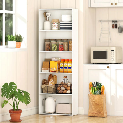 5-Shelf Storage Bookcase Modern Multi-Functional Display Cabinet Furniture White