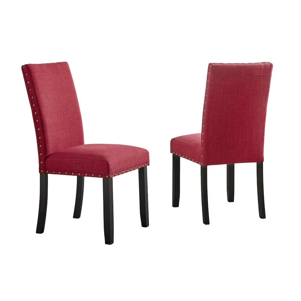 Biony Fabric Dining Chairs with Nailhead Trim, Set of 2, Purple