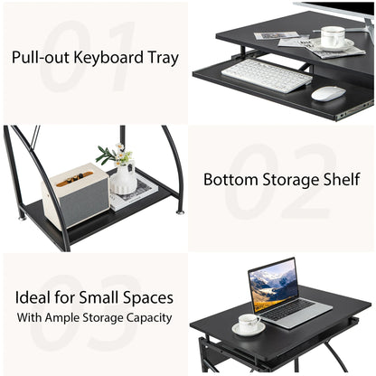 27.5" Laptop Table Computer Desk for Small Spaces with Pull-Out Keyboard Tray
