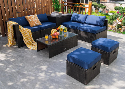 8-Piece Rattan Outdoor Patio Dining Set, Black