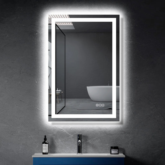 24” X 36” LED Bathroom Mirror with Lights, Wall Mounted Vanity Mirror with Front & Backlit, Anti-Fog, Dimmable Touch Control, Horizontal & Vertical Installation