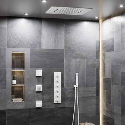 CASAINC 24 Inches Ceiling Mounted Luxury Shower System with 3 Body Jets & Handheld Spray