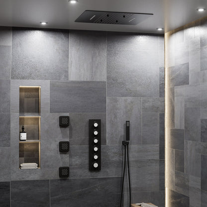 CASAINC 24 Inches Ceiling Mounted Luxury Shower System with 3 Body Jets & Handheld Spray