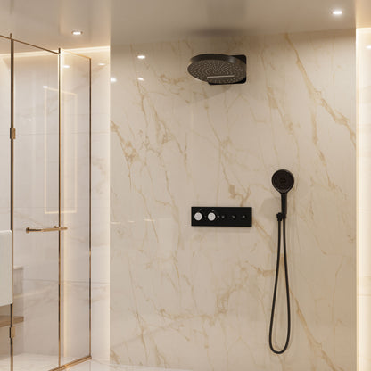 CASAINC 16 Inches Wall Mounted Round Luxury Shower System with 3 Mode Handheld Spray