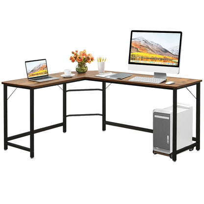 L-Shaped Computer Desk Corner Workstation Study Gaming Table Home Office-Black
