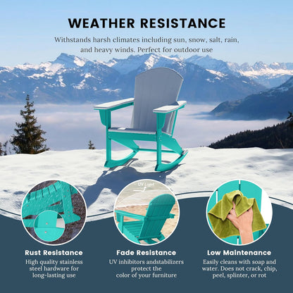 Westin Outdoor Laguna Rocking Poly Adirondack Chair (Set of 2), Turquoise