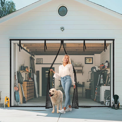 Garage Door Screen, 16X7 Ft Magnetic Closure Heavy Duty Weighted Bottom Garage Screen Doors for 2 Car Garage, Fiberglass Mesh anti Annoying Animal Out