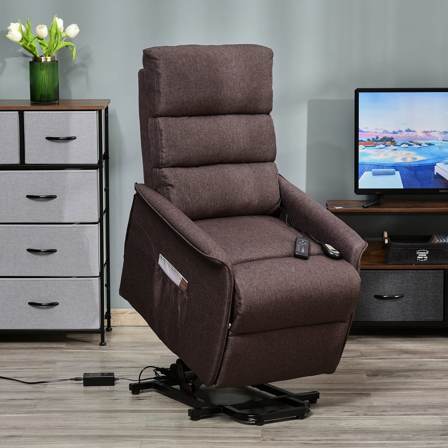 Electric Power Lift Recliner Chair for the Elderly, Beige