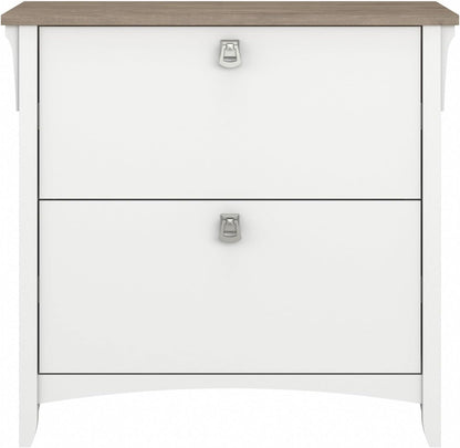 Bush Furniture Salinas 2 Drawer Lateral File Cabinet in Pure White and Shiplap Gray