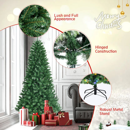 7Ft Pre-Lit Hinged Christmas Tree W/ Remote Control & 9 Lighting Modes