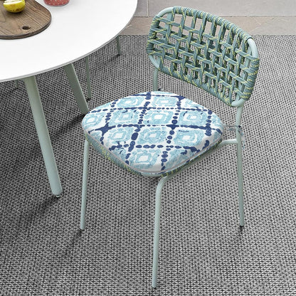 Outdoor Chair Cushions Set of 4, Patio Seat Cushions D16Xw17 with Ties, Water Repellent Chair Pads for Patio Furniture Garden Use, Boho Geometry Blue