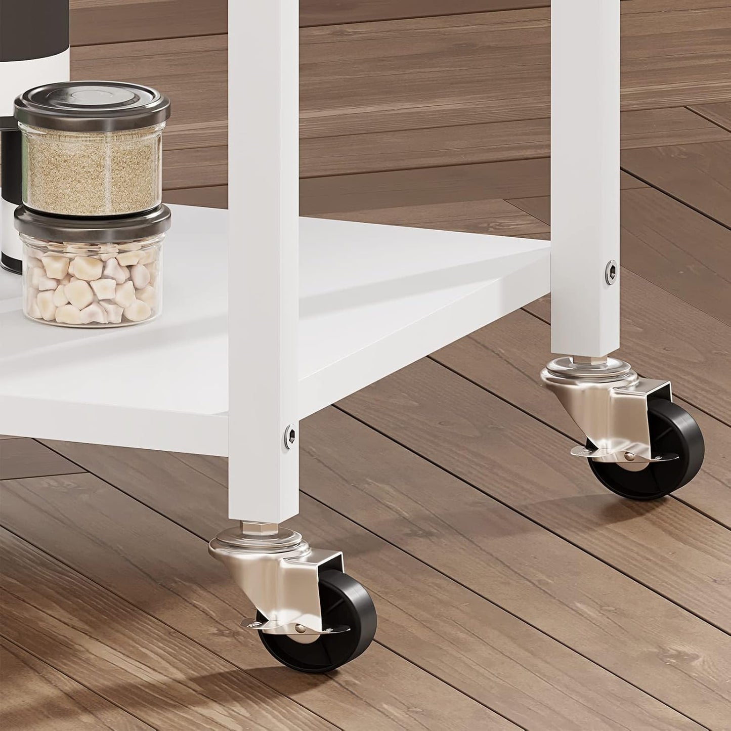 3 Tier Kitchen Island Cart on Wheels, Rolling Kitchen Island with Shelves and Handle for Home Kitchen…