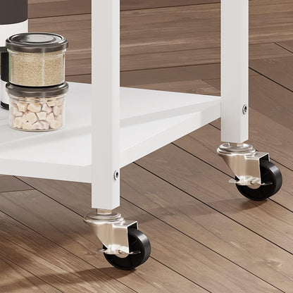 3 Tier Kitchen Island Cart on Wheels, Rolling Kitchen Island with Shelves and Handle for Home Kitchen…