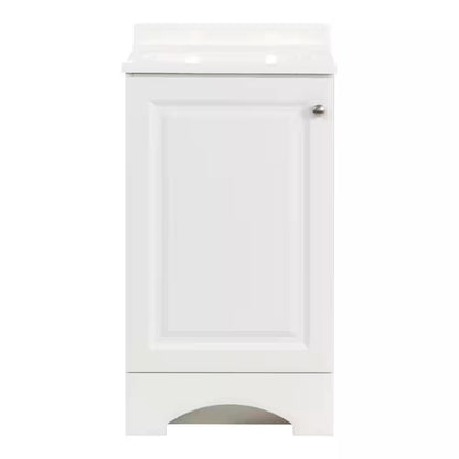 19 In. Single Sink White Bath Vanity with White Cultured Marble Top (Assembled)