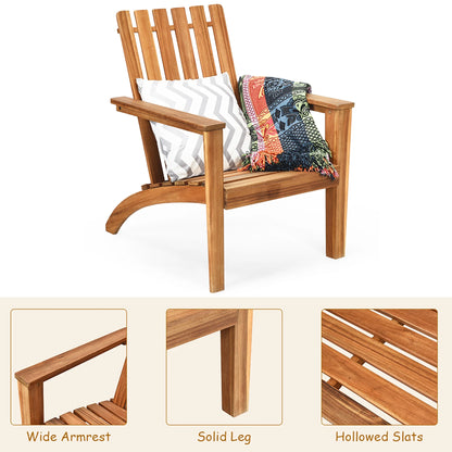 Patio Acacia Wood Adirondack Chair Lounge Armchair Sturdy Outdoor Garden Yard
