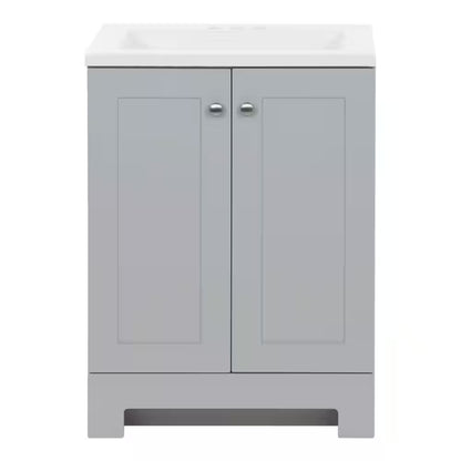 25 In. Single Sink Pearl Gray Bath Vanity with White Cultured Marble Top (Assembled)