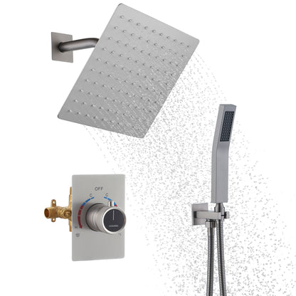 CASAINC 10 Inches Wall Mounted Pressure Balance Shower System with Handheld Spray