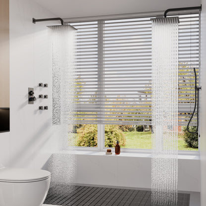CASAINC 12 Inches Thermostatic Wall Mounted 4-function Shower System with 6 Body Jets & Handheld Spray