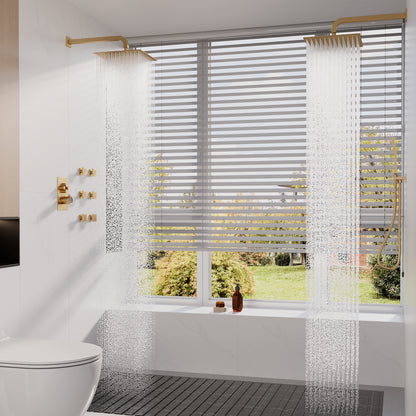 CASAINC 12 Inches Thermostatic Wall Mounted 4-function Shower System with 6 Body Jets & Handheld Spray