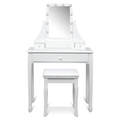 Vanity Table 10 Dimmable Bulbs Makeup Dressing Desk White