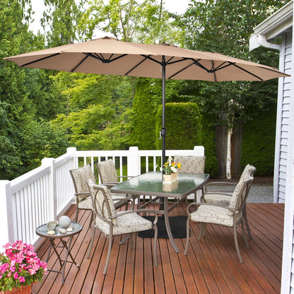 96" Coffee Rectangle Market Patio Umbrellas, Water-Resistant