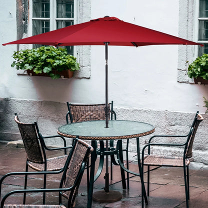 96" Burgundy Solid Print Hexagon Market Patio Umbrella, UV Protective